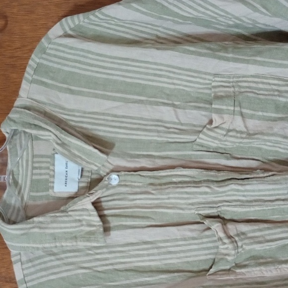 American Eagle Men's Linen Button down Long Sleeve Shirt size M - Picture 3 of 6